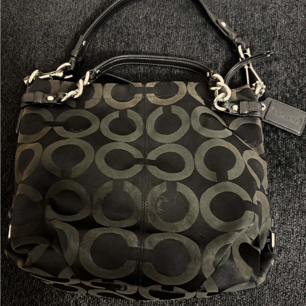 Coach Black and Gray Signature Tote